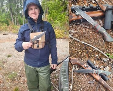 7" damascus bowie hunting knife the pride of the hunter