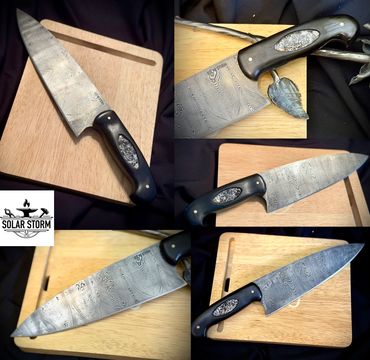 Alberta custom bladesmith damascus chefs knife