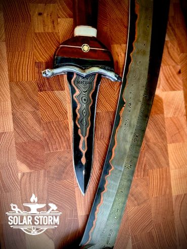 CuMai damascus Dagger by Custom bladesmith in Alberta Canada