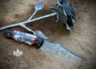 Damascus Bowie from Bladesmith in Alberta Canada