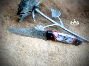 Damascus Bowie from Bladesmith in Alberta Canada