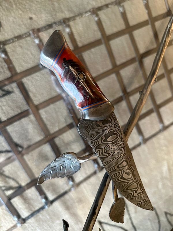 Students completed damascus knife