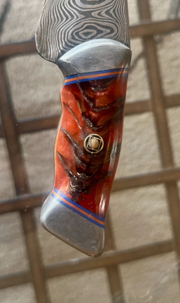 Pinecone and epoxy scale with self made mosaic pin