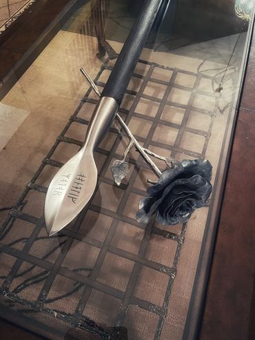 6' spear with custom etching