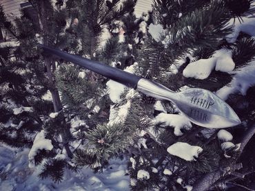 6' spear with custom etching