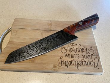 8" santoku damascus chef's knife