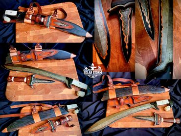 CuMai damascus Kopis sword by Custom bladesmith in Alberta Canada