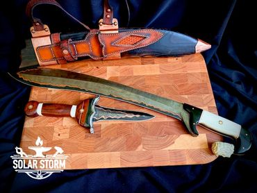 CuMai damascus Kopis sword by Custom bladesmith in Alberta Canada