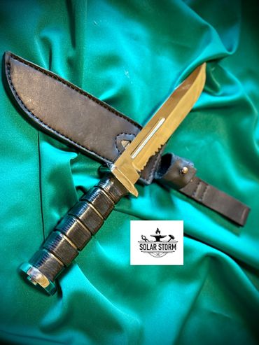Ka-Bar with Stacked Leather Handle by Custom Alberta Blacksmith and bladesmith