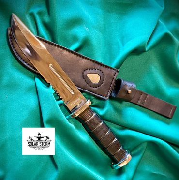 Ka-Bar with Stacked Leather Handle by Custom Alberta Blacksmith and bladesmith