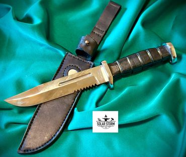 Ka-Bar with Stacked Leather Handle by Custom Alberta Blacksmith and bladesmith