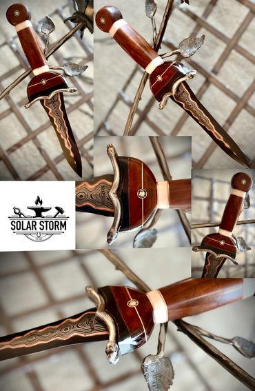 CuMai Damascus dagger by Custom bladesmith in Alberta, Canada