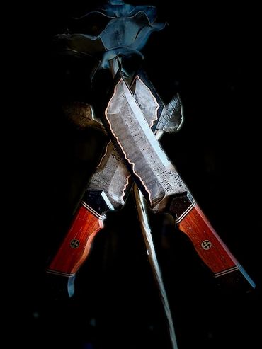 matching cumai damascus tanto knives
