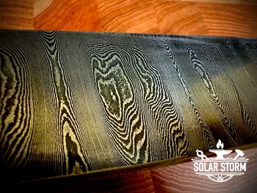 ladder pattern damascus steel on chef's knives by Custom Alberta Bladesmith