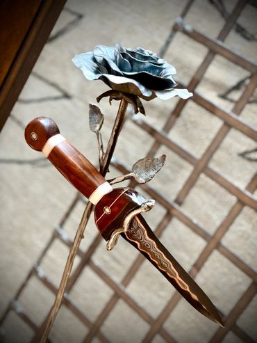 CuMai Damascus dagger by Custom bladesmith in Alberta, Canada