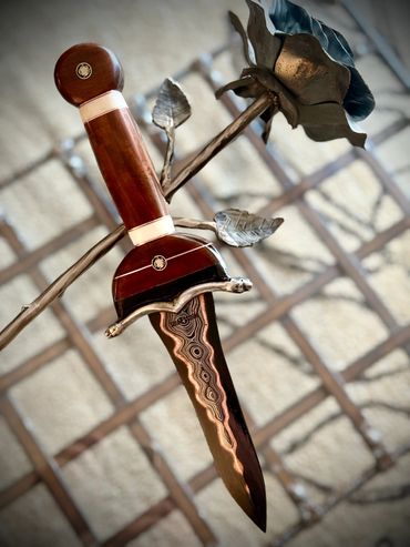 CuMai Damascus dagger by Custom bladesmith in Alberta, Canada