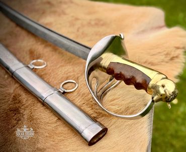 M1902 Damascus Sabre Sword hilt by Custom Alberta Canada Bladesmith
