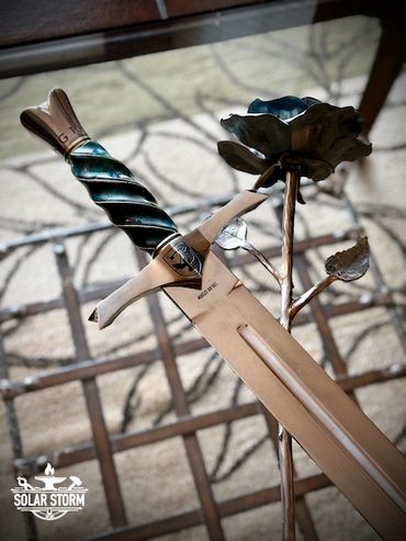 Arming Sword handle and cross guard from custom bladesmith and blacksmith Solar Storm from Alberta,