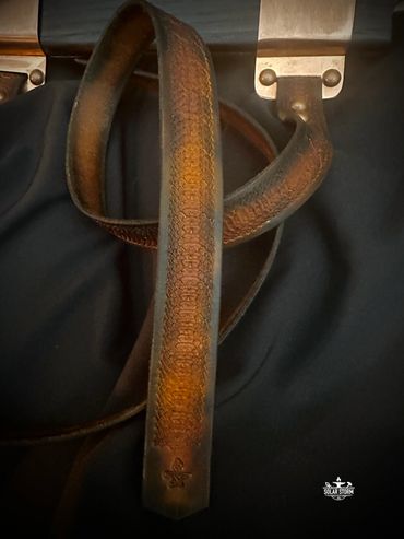 Saddle Strap for CuMai Damascus Kopis Sword by Alberta blacksmith and bladesmith