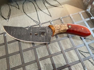 ladder pattern damascus chefs knife left side
