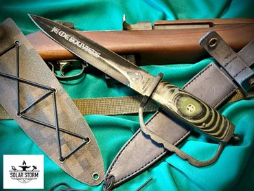 parkerized trench knife by custom alberta blacksmith and bladesmtih - solarstorm