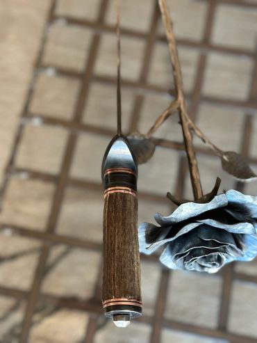 blade view Take down Bowie blade with ring guard elk antler handle. Cross draw and traditional carry