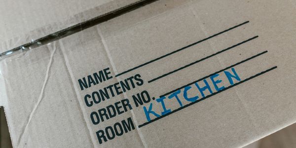 A packed box for the kitchen.