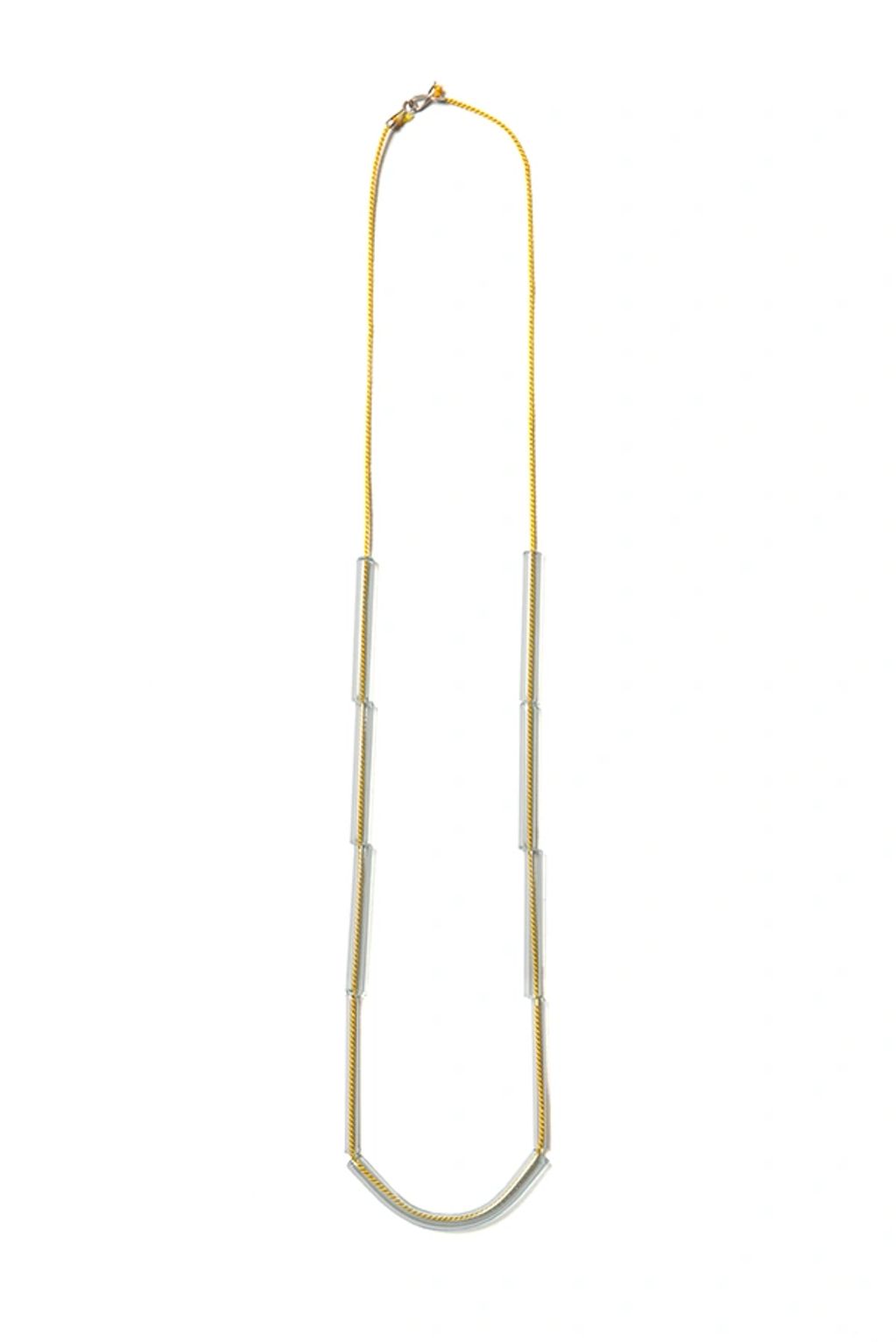 Pippette Neckpiece, flameworked glass on sterling silver by Bethany Wheeler.