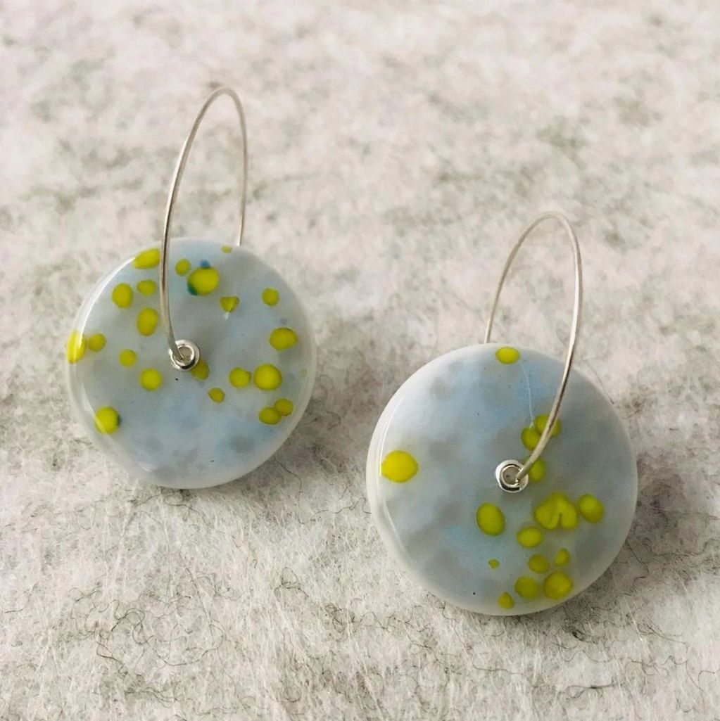 Hand made Glass Terrazzo earrings by Bethany Wheeler.
