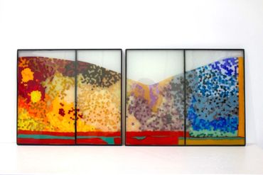 Bethany Wheeler, Western View, Kiln formed glass diptych, 2019