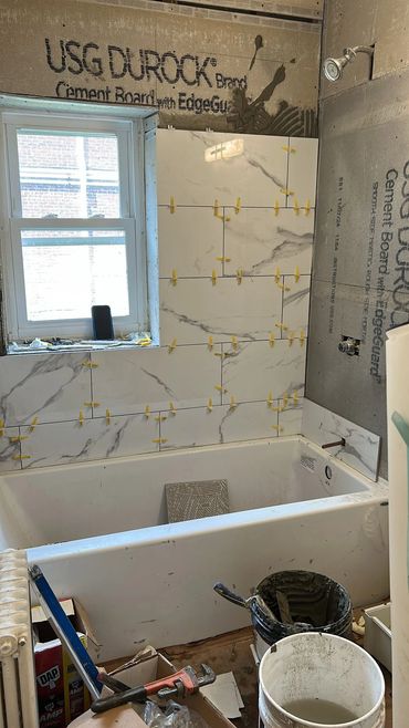 Bathroom remodel. Acuna Construction. Edison construction.