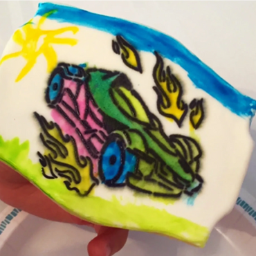 Such great use of color on this race car Paint Your Own cookie.