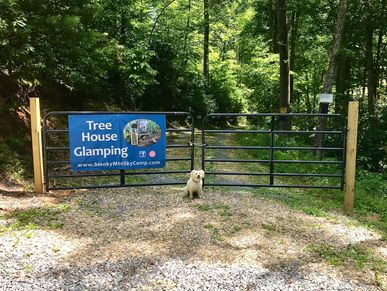 Private, gated entrance to Treehouse #1 - East Gate