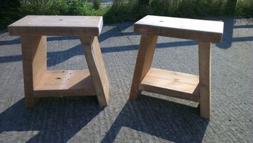 A pair of pitch pine tables. 