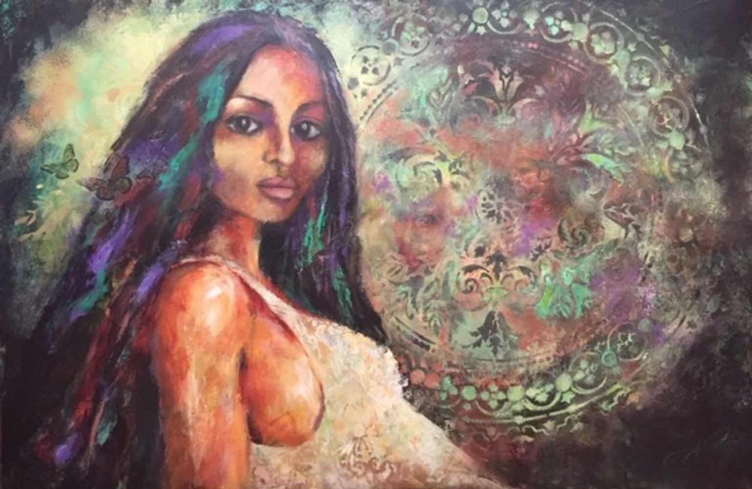 "Eclipse" 24" X 36" acrylic/collage on canvas