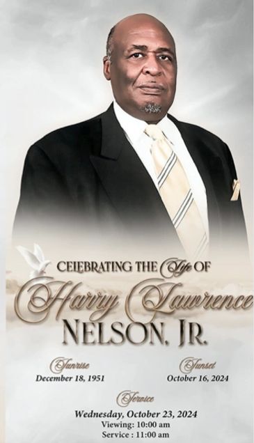 Memorial tribute for Harry Lawrence Nelson Jr., honoring his life and service details.