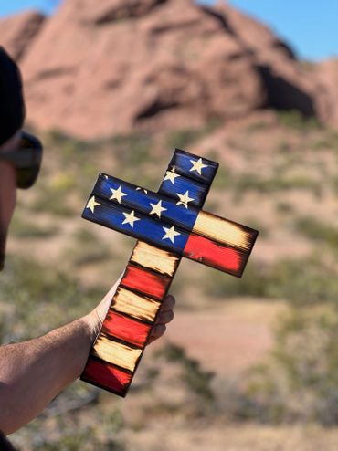 American Patriotic Cross Wall Art