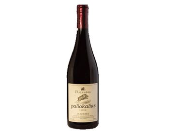 Bottle of red wine labeled "Doulama Paiokalias".