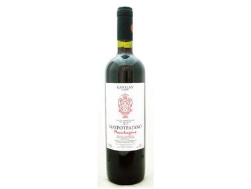 A bottle of red wine labeled Gavalas.