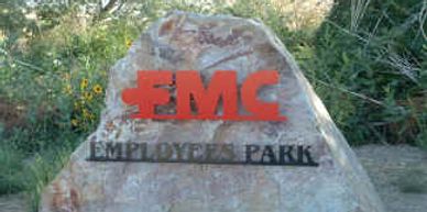 I built metal lettering that anchored into this landscaping boulder for FMC Corporation.