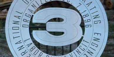 IUOE Local 3 sign made from 1/8" brushed aluminum.