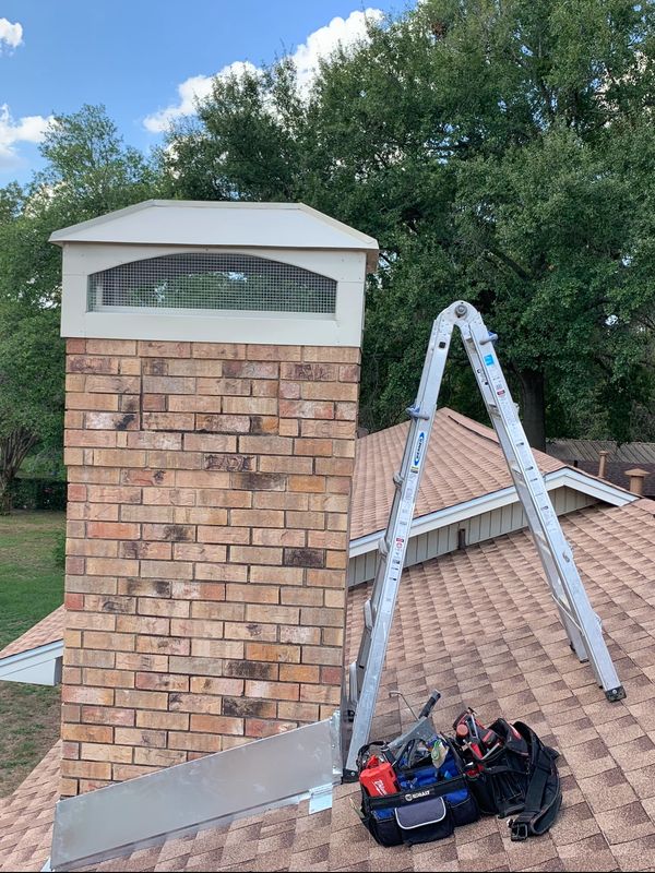 Chimney cap fabrication and install in Tyler, Texas