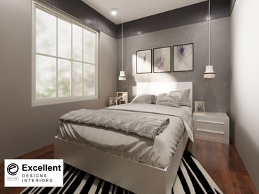 Bedroom in a shipping container home