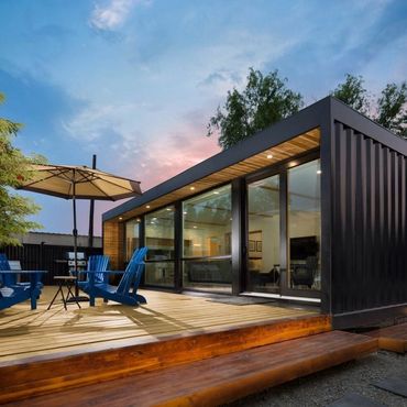 Tiny shipping container home with upgraded siding