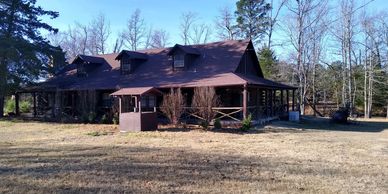 3 bedroom 2 bath log cabin...kitchen ..stone fireplace.
On 152 acre ranch with stocked ponds for fis