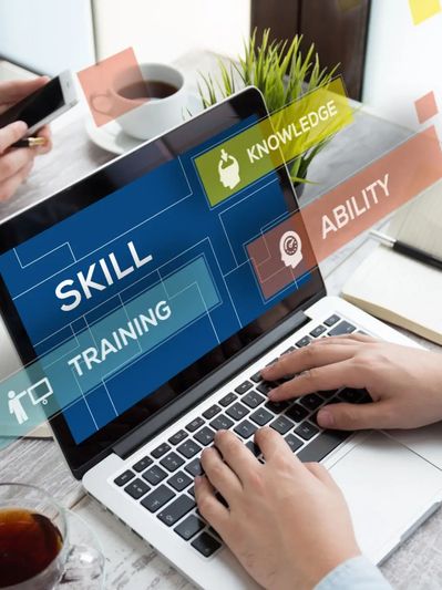 Skill, Knowledge, Training, Ability on laptop