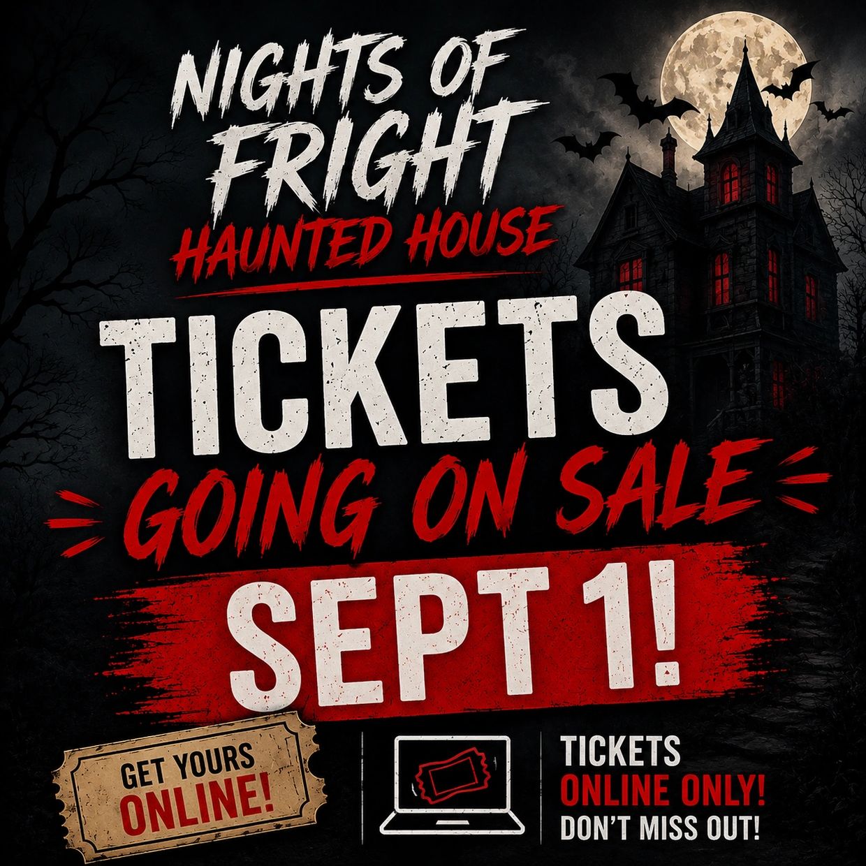 Nights of Fright haunted house tickets on sale from Sept 11.