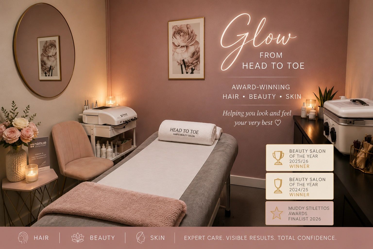 our main treatment room of Head to Toe, Baillieston's multi award winning hair and beauty salon