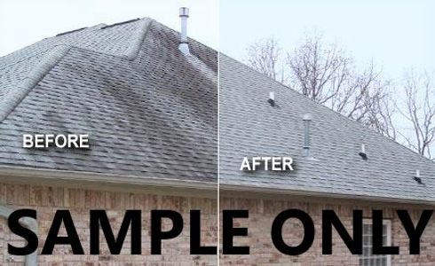 Before and After Roof Soft Wash shingle restoration and stain staining removal