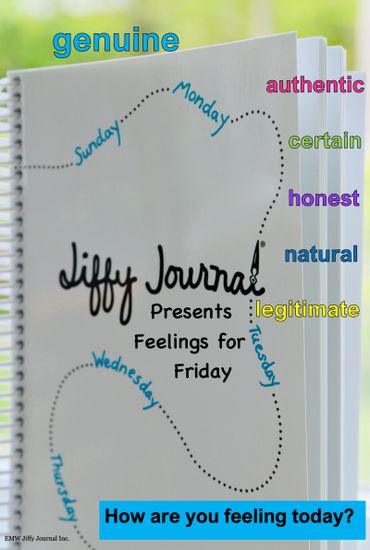 Jiffy Journal showing the word genuine and its synonyms